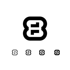 Number 8, digital numeral eight, including set of four different cyber numbers, vector illustration 10EPS