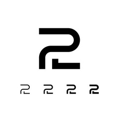 Number 2, digital numeral two, including set of four different cyber numbers, vector illustration 10EPS