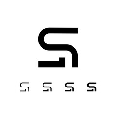 Letter S, digital alphabet cyber font, including set of four different letters, vector illustration 10EPS