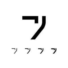 Number 7, digital numeral seven, including set of four different cyber numbers, vector illustration 10EPS