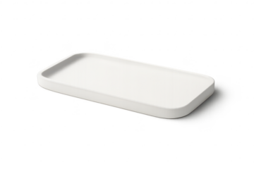 Modern white tray isolated on transparent background for design usage