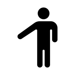 Human & person black icon. Silhouette of a man. People concept. Figure sign, symbol. Isolated on a white or PNG background. Vector illustration. Flat design.