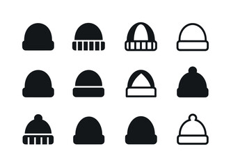 Fototapeta premium Beanie Logo Variations. beanies. Icon set. Set Logo of beanies: rounded silhouette. harmonious logo variations of the same emblematic concept, each with