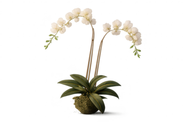 Orchid arrangement with transparent background for creative projects.