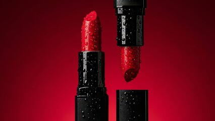 Flat lay beauty essentials with cosmetics hair brush and accessories on neutral background