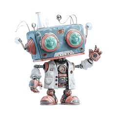 Robot Scientist with Futuristic Design and Laboratory Equipment