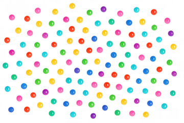 Colorful falling dots on transparent background