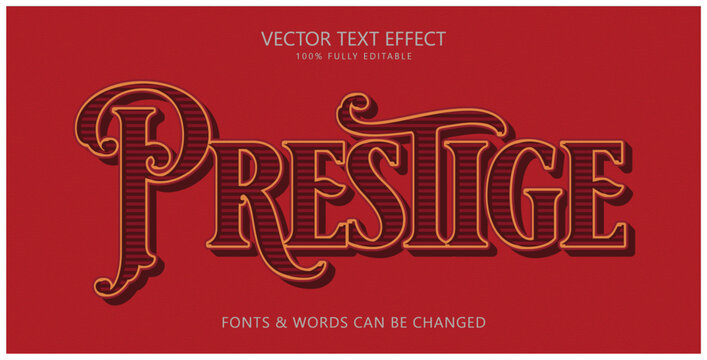 Prestige Retro Editable Text Effect, Vintage Label Editable Font Style
