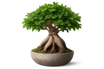 Beautiful Bonsai Tree in Pot with transparent background for Projects