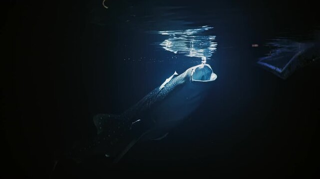 The whale shark swimming underwater