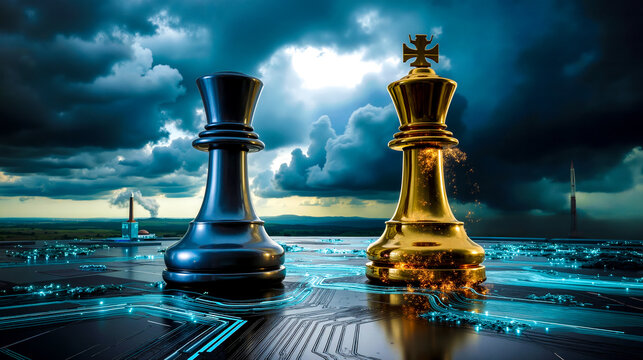 A chess piece with the Microsoft logo on top of it