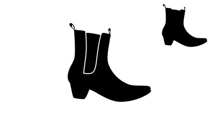 Cuban Heel Beatle Boots symbol, black isolated silhouette