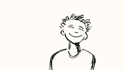 幸せそうに笑う少年の上半身イラスト
