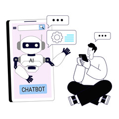 AI Chatbot Interaction: A person engages with an intelligent virtual assistant via smartphone, showcasing seamless communication and user-friendly interface design in modern tech applications.