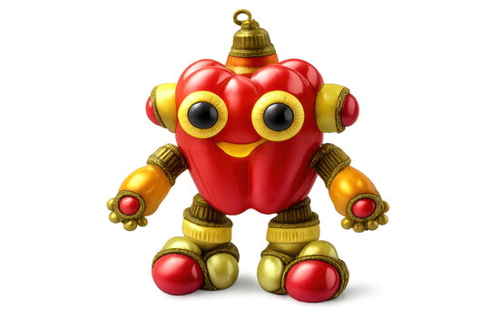 Pepper Robot Character on transparent background image concept art.