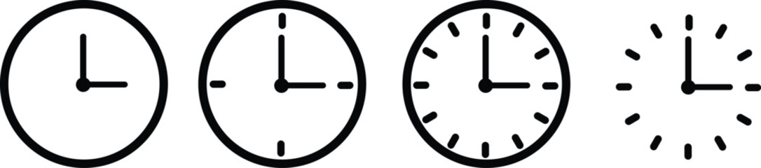 Time and Clock icons set. Clocks icon collection design. Horizontal set of analog clock icon symbol .Vector illustration