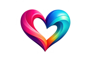 Colorful Heart Illustration on transparent background, love and feelings