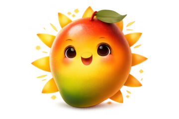 Cartoon Mango Character with a transparent background, cute fruit
