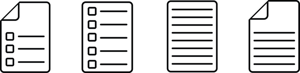 Set of Document vector icon, Collection Text page Group Paper sign, Note page of book