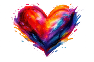 Colorful Heart Artwork on transparent background, Valentine's Day design.
