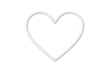 White Heart Outline on a transparent background, minimalist vector art