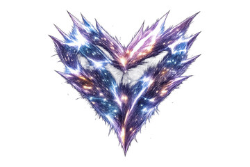 Sparkling cosmic heart shape design with a transparent background effect.