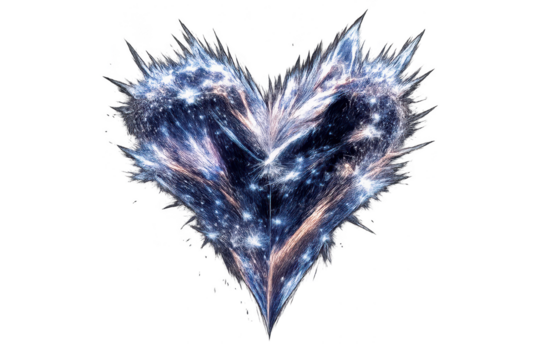 Crystal heart shape on transparent background with fractal design art. - Powered by Adobe