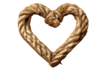 Fur heart with unique pattern on transparent background illustration.