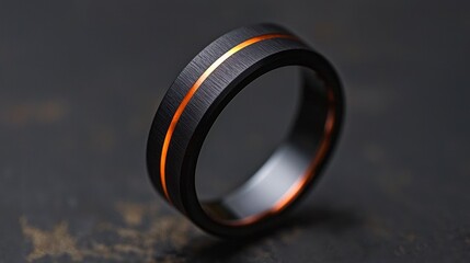 A black and orange ring with a textured surface.