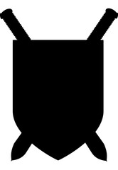 Black Heraldic Shield with Crossed Swords Silhouette