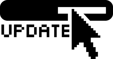 Black Pixel Art Update Button with Arrow Cursor
