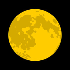 Yellow Full Moon Illustration on Black Background