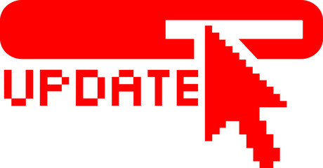 Red Pixel Art Update Button with Arrow Cursor