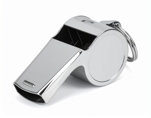 Metallic Whistle with Keyring &ndash; Cylindrical Signal Tool for Referees, Coaches, and Safety Use