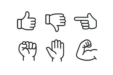 Obraz premium Six hand gesture icons on a yellow background