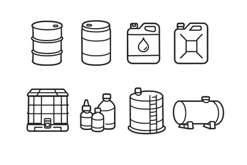 Set of Icons Representing Different Types of Containers