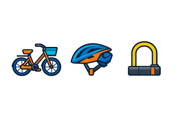 Bicycle, Helmet, and Lock Icons