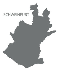 Schweinfurt city map with boroughs grey illustration silhouette shape