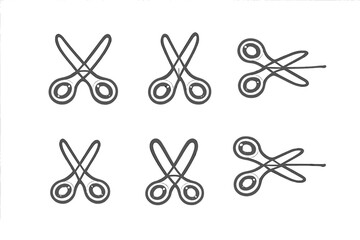 Six Scissors Icons on a Gradient Background