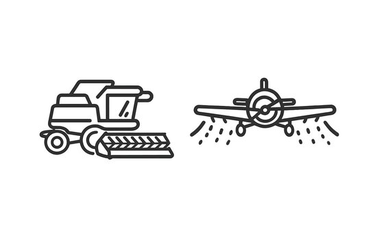 Agricultural Machinery and Crop Duster Icons