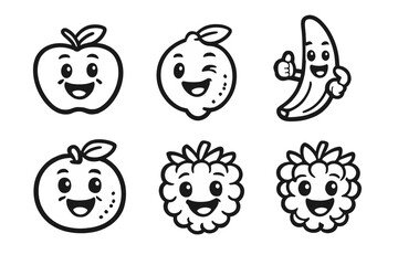 Obraz premium Cute Fruit Characters with Happy Faces