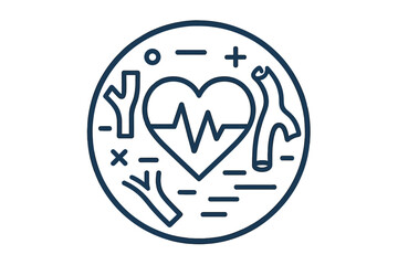 Obraz premium Cardiovascular health icon with heart and blood vessels