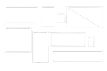 Collage of empty picture frames on a gradient background