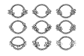 Obraz premium Ornate Pearl Circle Frames with Floral Embellishments