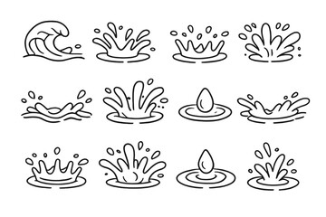 Set of stylized water splash icons