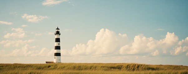 Coastal Beacon, A Striking Lighthouse Against a Sky Backdrop