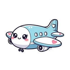Adorable cartoon airplane with heart symbols