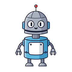Cheerful robot with blue body and gray head