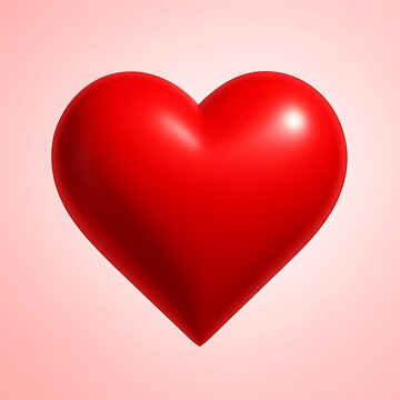 Vibrant Red Heart Against Soft Pink Gradient Background