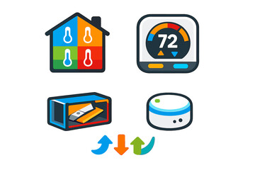 Fototapeta premium Smart home icons for temperature control and automation